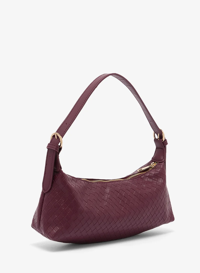 جلاموروس حقيبة كتف منسوجة بلون عنابي